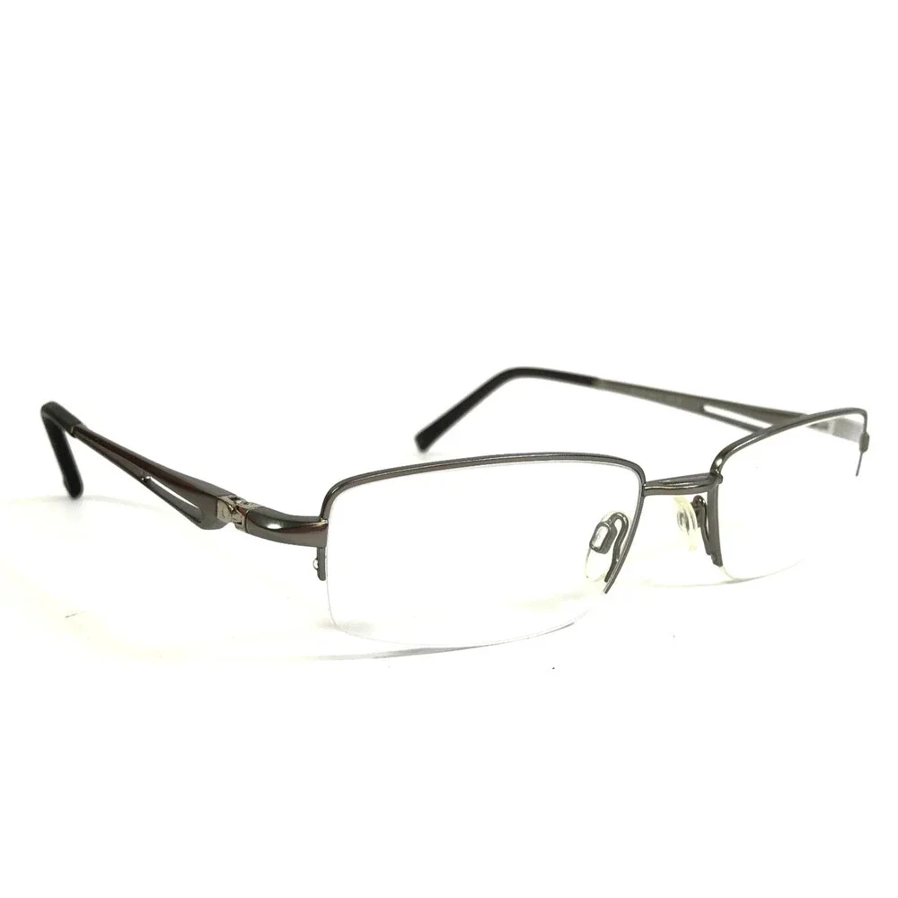 Easyclip Eyeglasses Frames EC118 20 Silver Rectangle with Clip-on 53-18-140